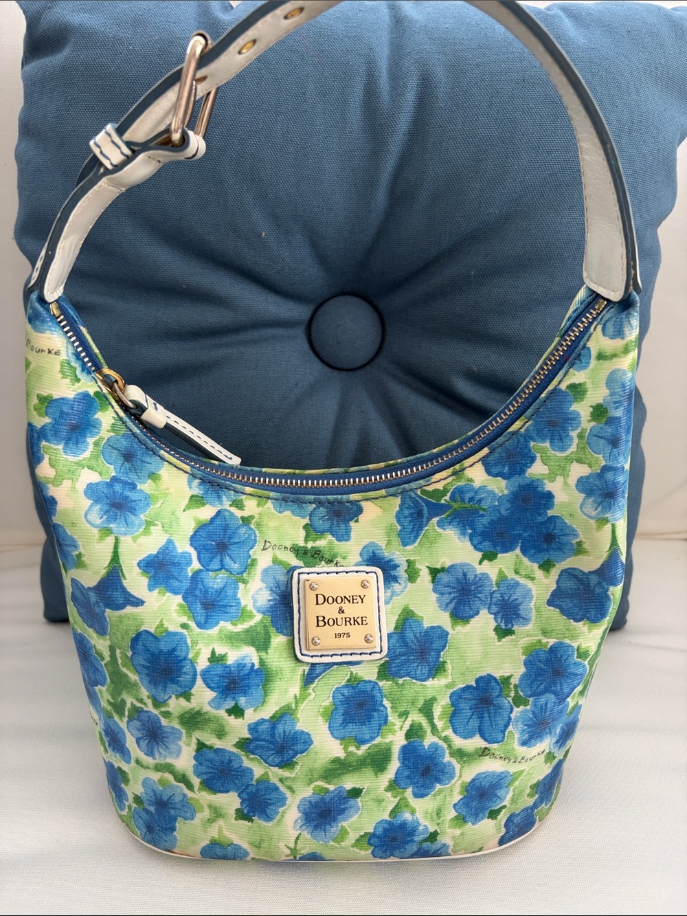 Dooney & Bourke Blue and Green Floral Hobo